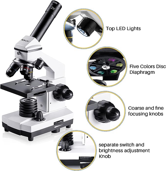 Microscope for Adults Kids, 100X-2000X BEBANG Compound Microscope with Microscope Slides, Microscope Kit for Kids Students Home School Lab