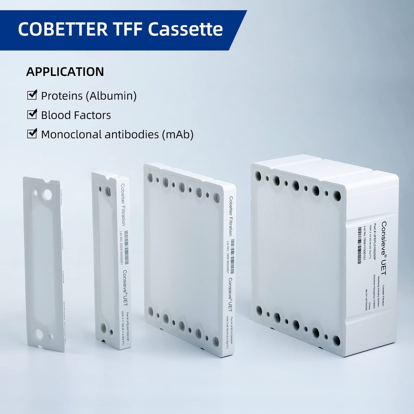 COBETTER Tangential Flow Filtration TFF Cassette PES Ultrafiltration Membrane Pack 0.11㎡ Used with TFF Holder (5kDa)